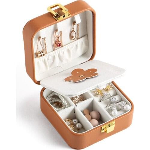 Earrings jewelry storage box pu leather ring box simple portable retro style jewelry jewelry box