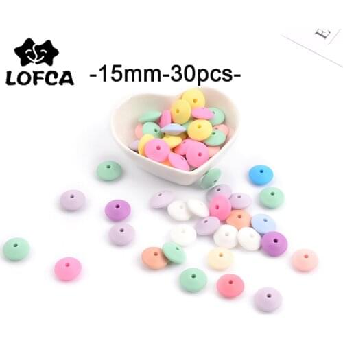 15MM 30pcs/lot Silicone lentil Beads Silicone BPA Free DIY Charms Newborn Nursing Accessory Teething Necklace Teething Toy