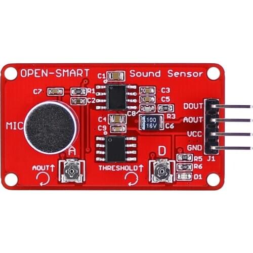 OPEN-SMART LM386 Sound Sensor Voice Detection Sensor Module with Analog/Digital Double Output for Arduino