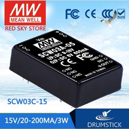 Steady MEAN WELL SCW03C-15 15V 200mA meanwell SCW03 15V 3W DC-DC Regulated Single Output Converter