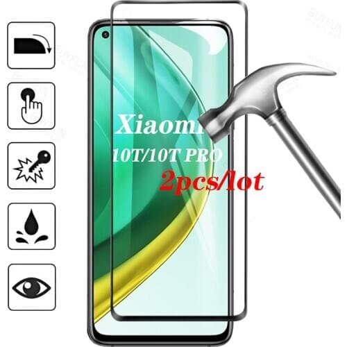 2Pcs Full Cover Glass for Xiaomi 10T Pro Tempered Glass Film For Xiomi 10T Xiaomi10T Xaomi 10TPro Protective Glass Case