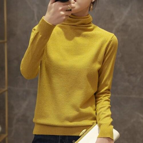 Spring Winter Womens Turtleneck Sweater Causal Solid Slim Fit Pullover Fashion All-Match Womens Sweater Tops