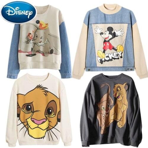 Disney Sweatshirt Chic Fashion Minnie Mickey Mouse Donald Duck Bambi Cartoon Letter Print Unisex Women Hoodie Long Sleeve Tops