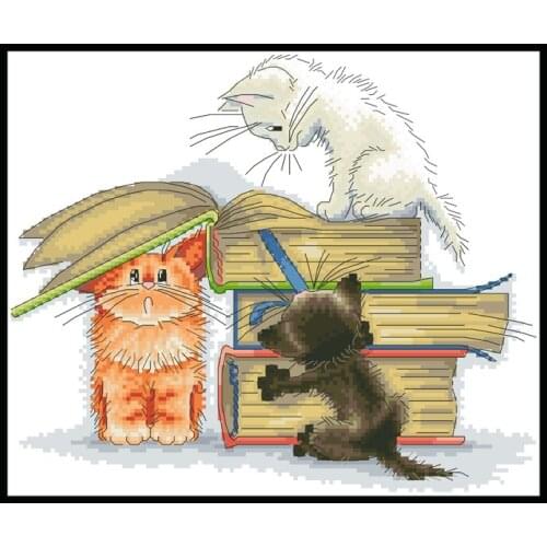 Three Kittens Patterns Cross Stitch Kits Printed Canvas Embroidery Package 11CT 14CT DIY Handmade Needlework Craft Sets Painting