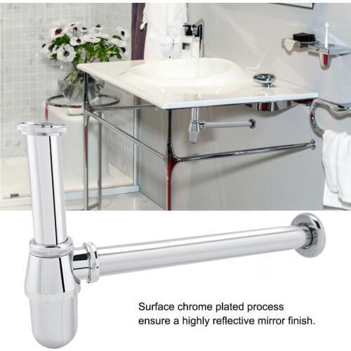 G1 1/4 inch Chromed Zinc Alloy Sink Basin Tube Round Bottle Trap for Bathroom Kitchen Waste Drain Kitchen Sink Trap pipe
