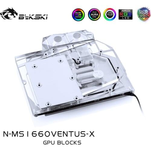 Bykski Water Block use for MSI GeForce GTX 1660 VENTUS XS C 6G OC / GTX1660 Ti aero/ Full Cover Copper Radiator Block/ RGB Light