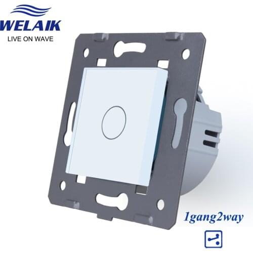 WELAIK-Brand EU Stairs-Glass Panel-Wall-Switch Touch-Switch DIY-Parts-Screen Wall-Light-Switch 1gang-2way AC250V-A912W