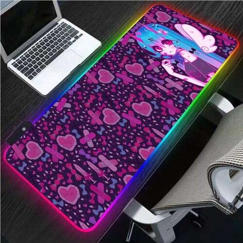 XGZ Anime Moneko Girl RGB Gaming Accessories Gamer Notebook Glowing LED Keyboard Pad Desktop Anti-slip Kawaii Mouse Pad Desk Mat