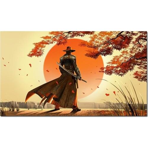 Japan samurai Poster Silk Artwork Fantasy Art Prints Cowboys Vintage Large Wall Picture