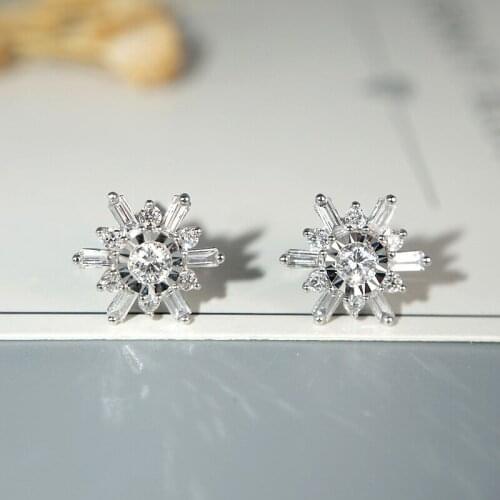 Diamonds Snowflake Jewelry S925 Sterling Silver Earrings Women Fine Jewelry Engagement Silver Bohemia Fashion Earrings Luxury