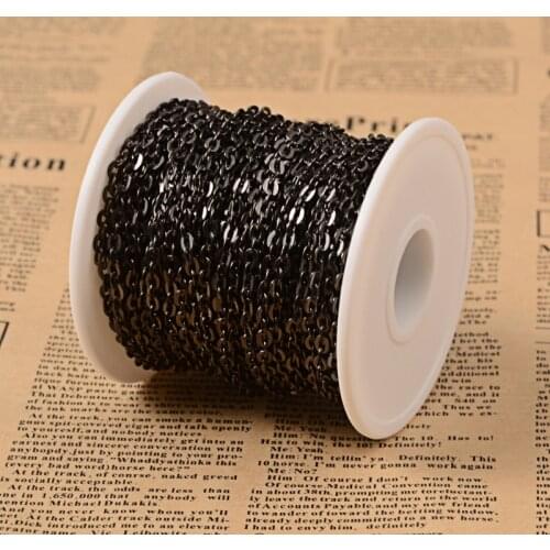 10m/Roll 304 Stainless Steel Black Chains Cable Chains with Spool for Necklace Chain DIY Jewelry Making Accessories