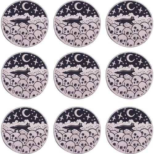 10Pcs/Set Moon/Star Patch Outdoor Embroidered Patches For Clothing Skeleton Stripes Patch Iron On Patches For Clothes Appliques