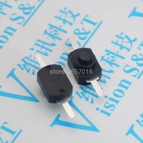100 pcs DC 30V 1A Black On Off Mini Push Button Switch for Electric Torch 1208-YD Self-locking control Flashlight Switchs