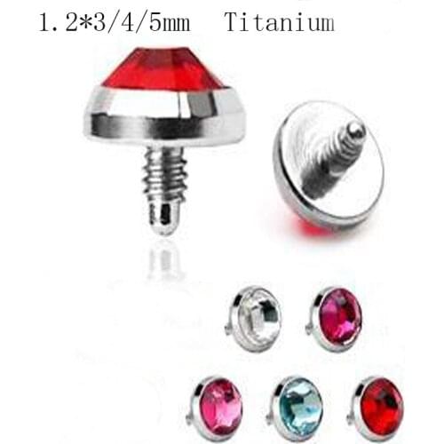 20pcs/set 3/4/5mm 5 color G23 Grade 23 Titanium Dermal Titan Dermals With Gem Top Body Jewelry Piercing