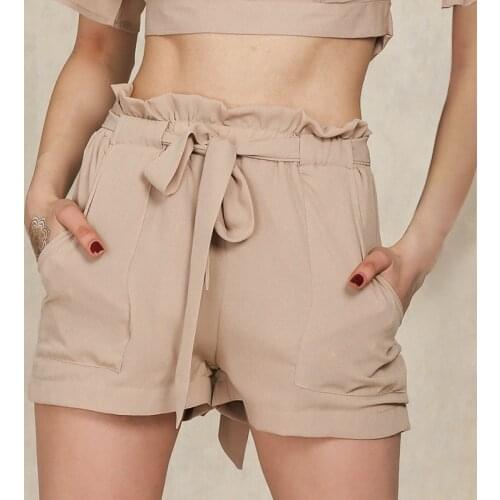 2021 Strappy Fashion Shorts Pocket Solid Color Casual Streetwear For Ladies High Waist Loose Panties Wide-leg Short 3XL Trousers