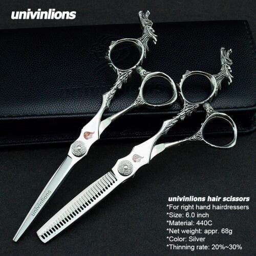 5.5/6.0 Univinlions Professional Hairdressing Scissors Japan Hair Cutting Scissors Barber Shears Salon Hair Thinning Scissors