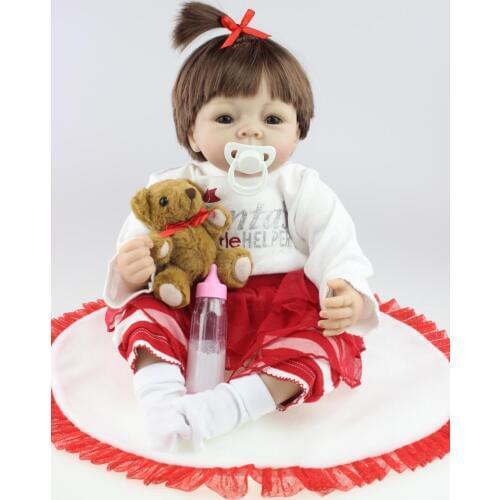 55cm Reborn Baby Doll Soft Silicone Lifelike Toy Gift Children Christmas Present Pink Pricess Dolls Photography Props Dolls