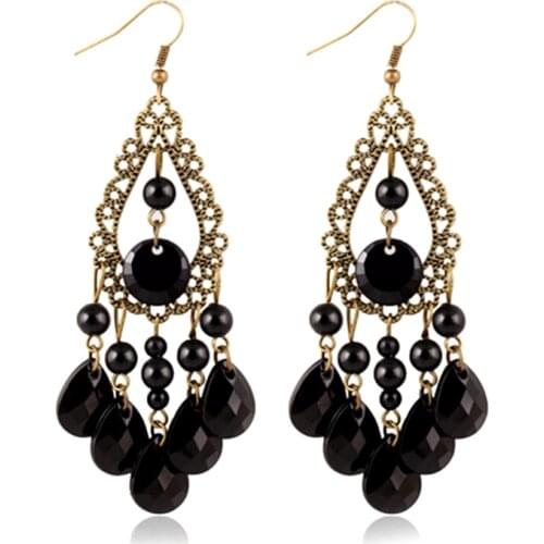 Alli express my order turkey Special store party bohemia black resin waterdrop hanging earring earing from india