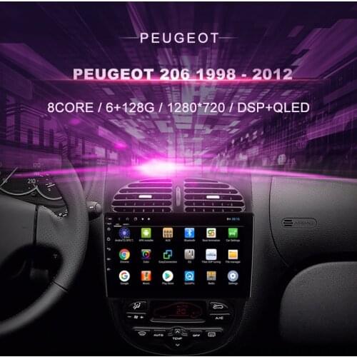 Car DVD For Peugeot 206 1998 - 2012 Car Radio Multimedia Video Player Navigation GPS Android 10.0 Double DIn