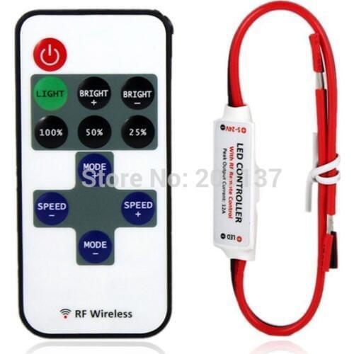 RF wireless Mini LED Controller DC5V-24V 12A Output Current,for Single Color,With Power Supply Socket for LED Strip