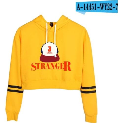 Brand Designer Stranger Things Hoodie Women Spring Autumn High Waist Short Sweatshirt Ladies Hoodies Slim Crop Clothing Casual