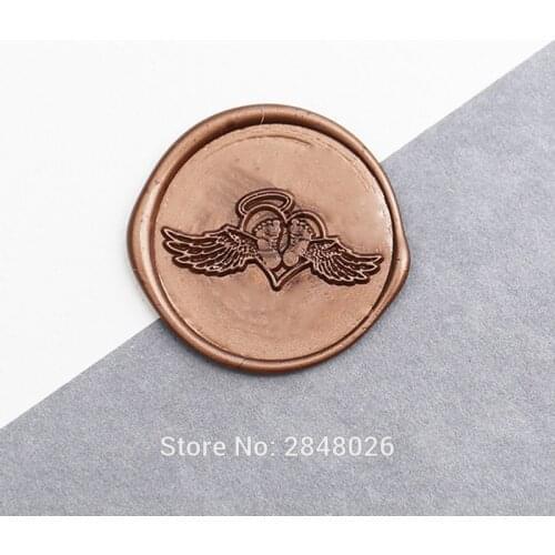 Baby feet with angel ring Seal Stamp,Baby shower invitation wax seal stamp,Wax Seal Stamp Kit, Party invitation seals