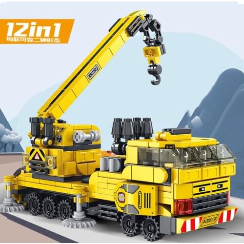 Childrens educational building blocks mechanical technology engineering series assembled toy crane