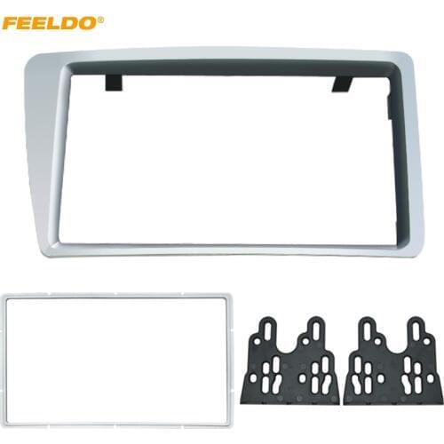 FEELDO Bright Silver 2 Din Car Stereo Radio Fascia Frame for Honda Civic RHD 2001-06 DVD Mount Panel Frame Trim Kit #4957