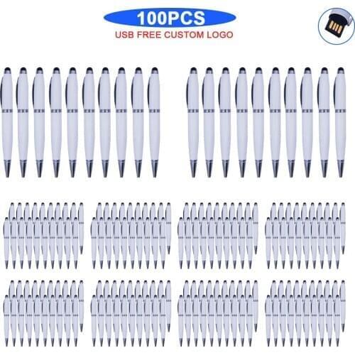 100pcs Metal 64GB Waterproof Pen Drive 32GB Pen shape Flash Memory Card 4GB 8GB 16GB creative Usb Flash Drive U Disk Free Logo