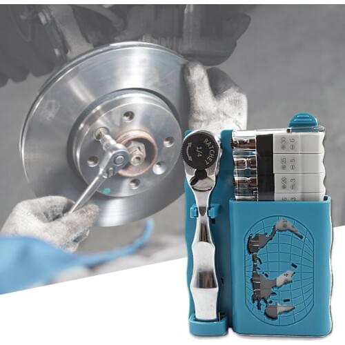 12Pcs Ratchet Socket Speed Wrench Portable High Hardness Chrome-vanadium Steel Ratchet Spanner Double-end Screwdriver Bits Set