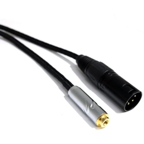 Hifi 8 Cores headphone Cable Audio extension wire cord Silver Plated 4-pin xlr male to 4.4mm female audio adapter plug