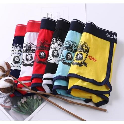 Personalized mens underwear, close fitting four legged pants, cartoon pattern, Korean fashion boys' lovely flat legged pants