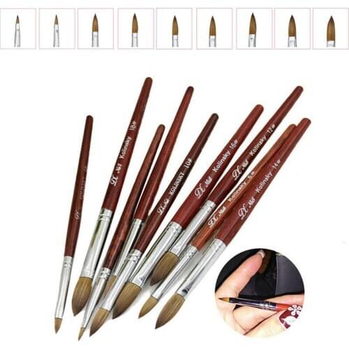 Sable Hair UV Gel Powder Acrylic Brush Manicure Powder Wood Handle Professional Flower Drawing Pen Nail Art Manicure Tools