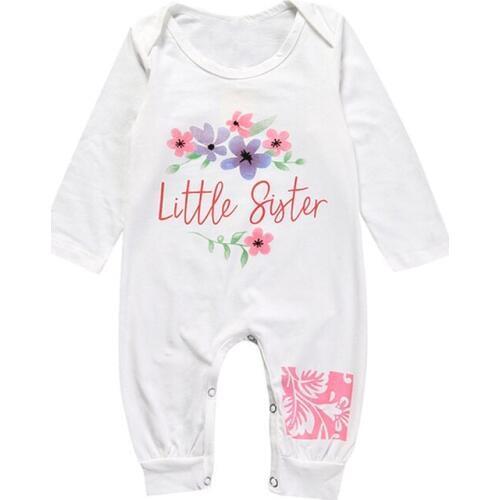Cute Newborn Baby Girls Clothes Romper Long Sleeve Little Sister Floral Bebes Rompers Playsuit One Pieces Outfit Sunsuit 0-18M