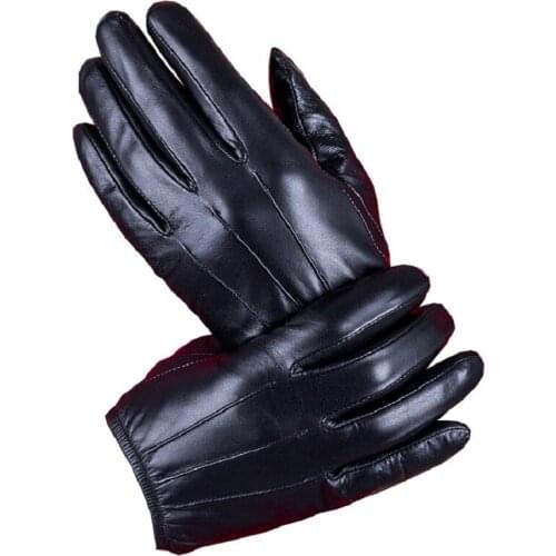 Leather Gloves Mens Autumn and Winter Thick Warm Outdoor Riding Motorcycle Driving Touch Screen Gloves Short Paragraph ST18-23