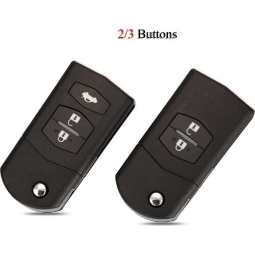 Kutery Folding Car Key Shell For Mazda 2 3 5 6 RX8 MX5 Axela Atenza 2/3Buttons With Battery Iron Key Cover Case Replacement