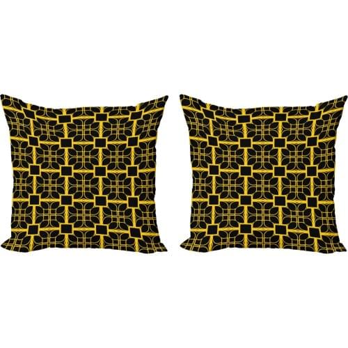 Art Deco Square Pillow Cushion Cover Pack of 2 Floral Mesh Lattice Artwork Zippered Double-Sided Accent for Living Room
