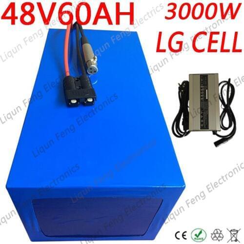 48V Lithium Battery 48V 40AH 45AH 50AH 55AH 60AH Ebike Battery Pack Use LG Cell 48V 1000W 1500W 2000W Electric Scooter Battery