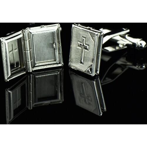 Metal Cufflinks French Shirt Mens Business Banquet Wedding Gifts Christ Bible Jesus Cross Can Open and Put Photo Cuff Links
