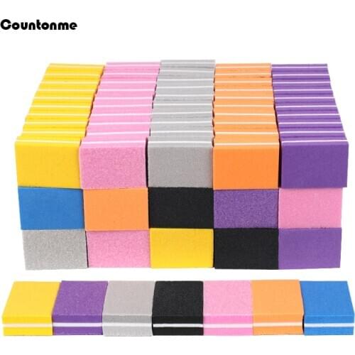 100/200Pcs Mini Nail Files Colorful Sponge Buffer Block 100/180 Double Sided Small Sandpaper Pedicure Manicure Nail Care Tools