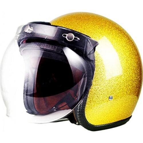 Gold DOT Retro Motorcycle Helmet Moto Helmet Scooter Vintage Half Face Biker Motorbike Crash Moto Helmet Casco Moto