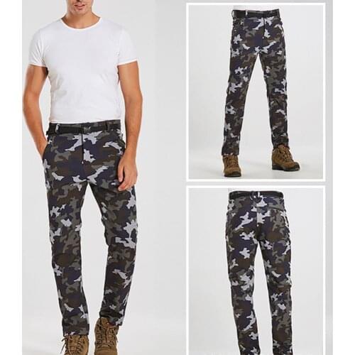 Men Camouflage Cargo Pants Winter Fishing Trekking Hiking Pants Camouflage Plush Thick Long Trousers Man Outdoor Joggers Pant