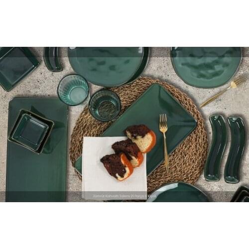 ZUMRUT Breakfast DINNER Set 21 PIECES 6 PERSON PLATE BOWL TABLE MODERN CERAMIC QUALITY ENGLISH MADE