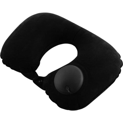 Inflatable Neck Pillow Support U Shaped Travel Pillow for Car Auto (Black)