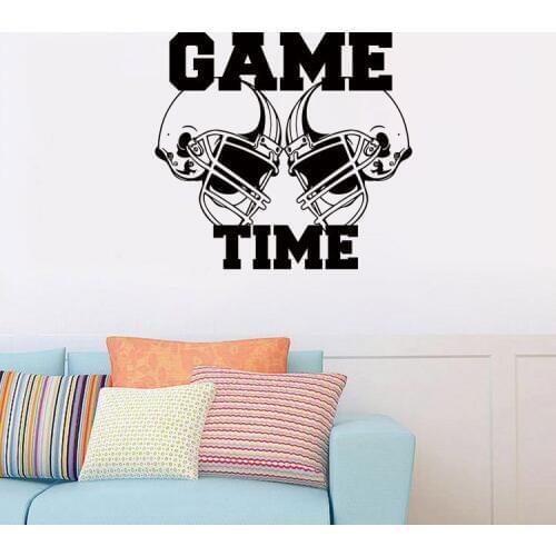 Game Time Wall Art Mural Decor Two Helmets Wallpaper Decal Poster Game Plays Room Wall Applique Sticker