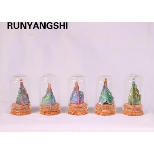 Natural Green Metal Stone Bismuth Ore Crystal rough Pyramid Decorative bottle specimen healing mineral wishing bottle ornaments