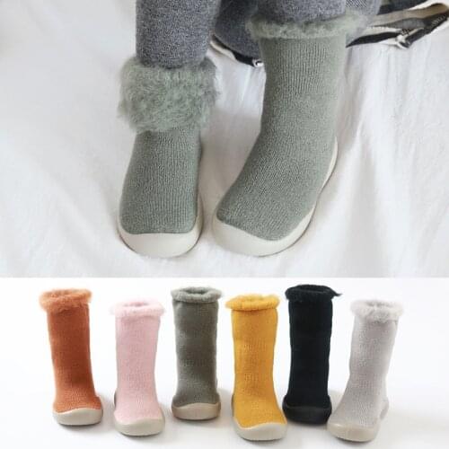New Autumn and winter plus velvet thickening baby floor socks non-slip baby toddler shoes rubber bottom baby floor shoes