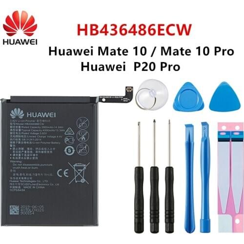 Hua Wei 100% Orginal HB436486ECW 4000mAh Battery For Huawei Mate 10 Mate 10 Pro /P20 Pro AL00 L09 L29 TL00 Batteries +Tools