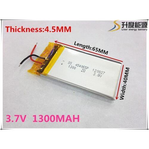 Polymer battery 1300 mah 3.7V 454065 smart home MP3 speakers Li-ion battery for dvr,GPS,mp3,mp4,cell phone,speaker