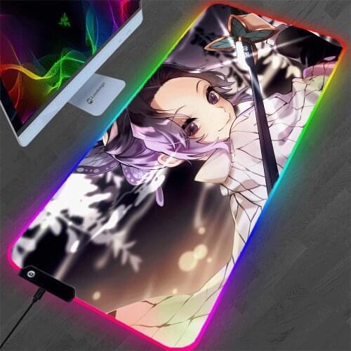 Rgb blade genshing impact one-piece Anime mouse pad LED rubber luminous large office game accessories desk mat mousepad notebook